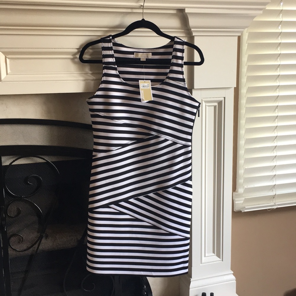 Michael Kors black and white striped dress